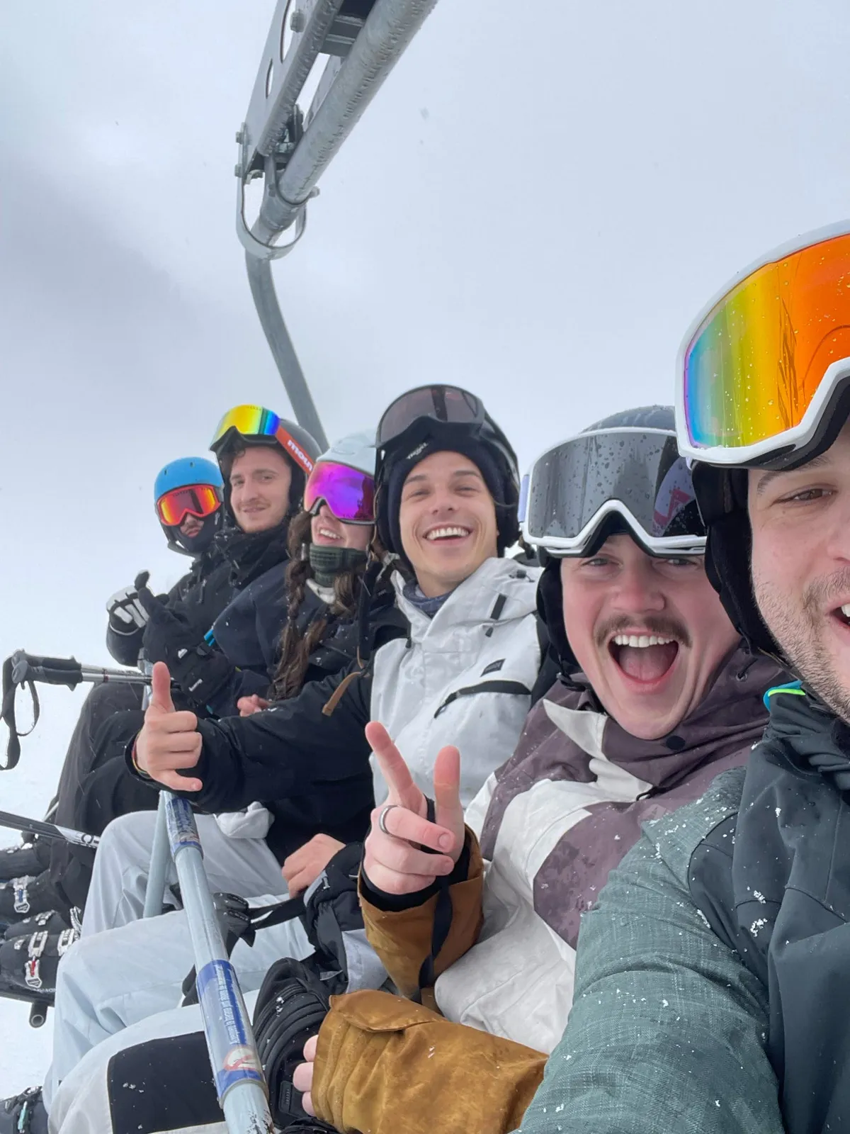 Friends on the chairlift, Andorra Ski Weekender