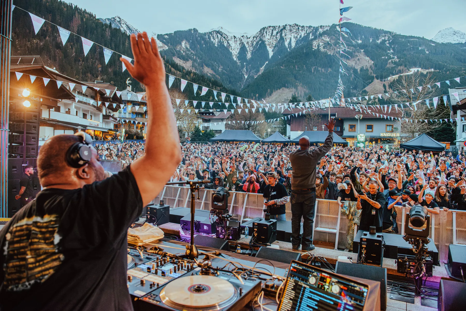 Snowbombing street party crowd